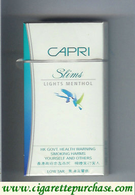 Capri Slims Lights Menthol 100s cigarettes hard box